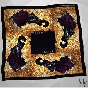 Tissot Women's Black and Gold Artistic Scarf